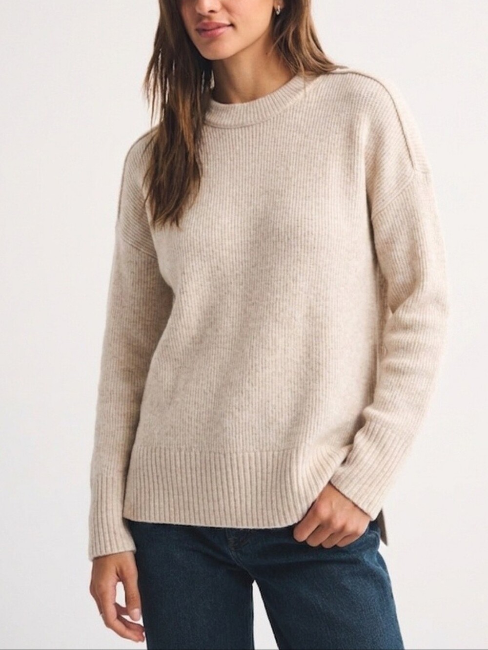 Abercrombie & Fitch Cozy Heathered Oatmeal Sweater